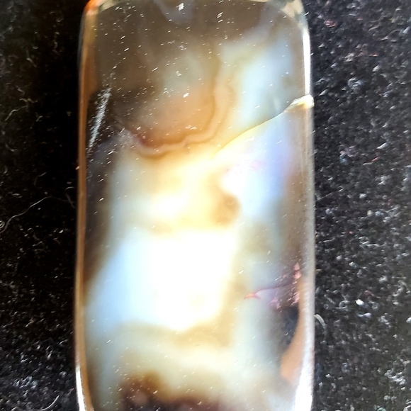New Yellow Black Fire Agate Oblong Pendant. - Picture 5 of 16